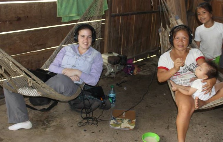 Kelsey and Rebeca Seido work on text transcription and translation